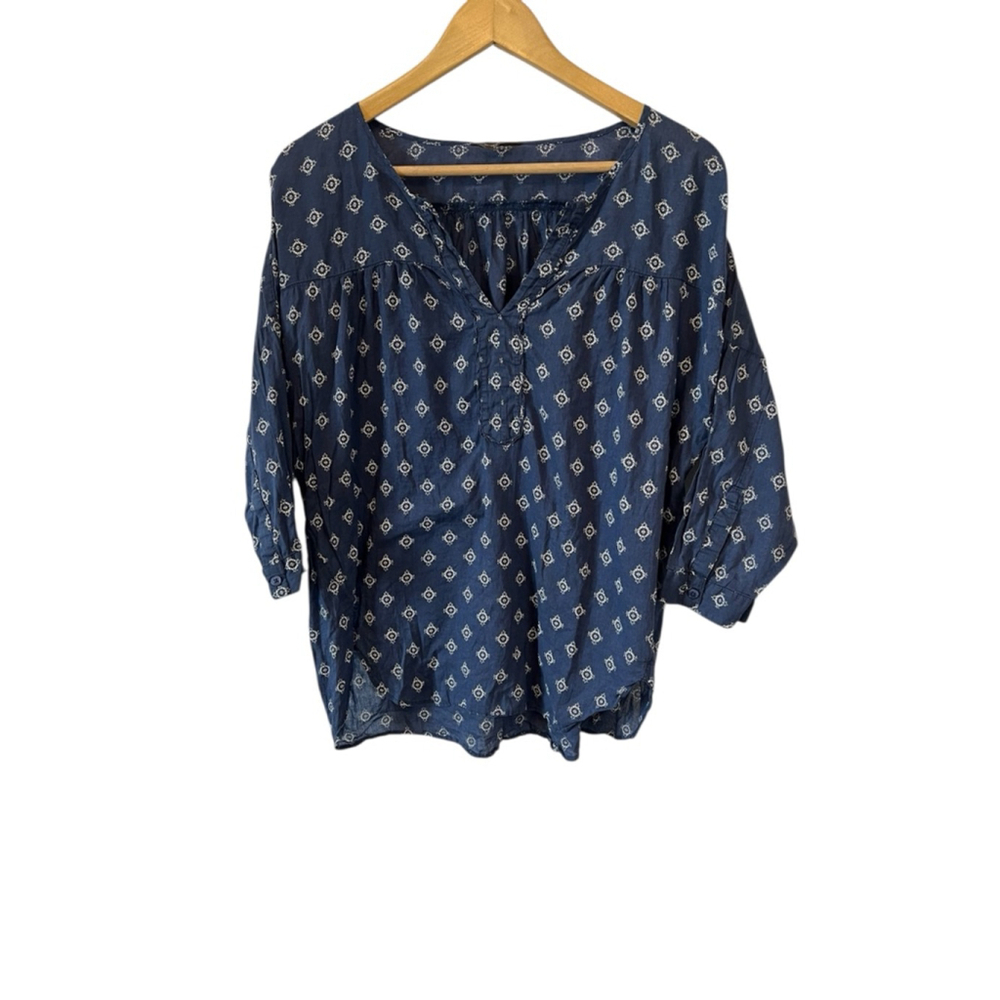 Women's Blue & White Patterned Shirt S